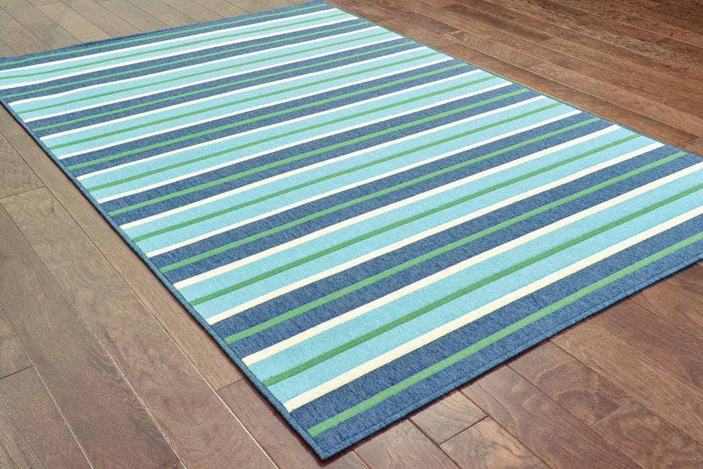Oriental Weavers Meridian Blue/Green Stripe Indoor/Outdoor Rug 7'10"X10'10"