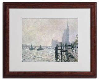 'The Thames Below Westminster' Matted Framed Canvas Art by Claude Monet