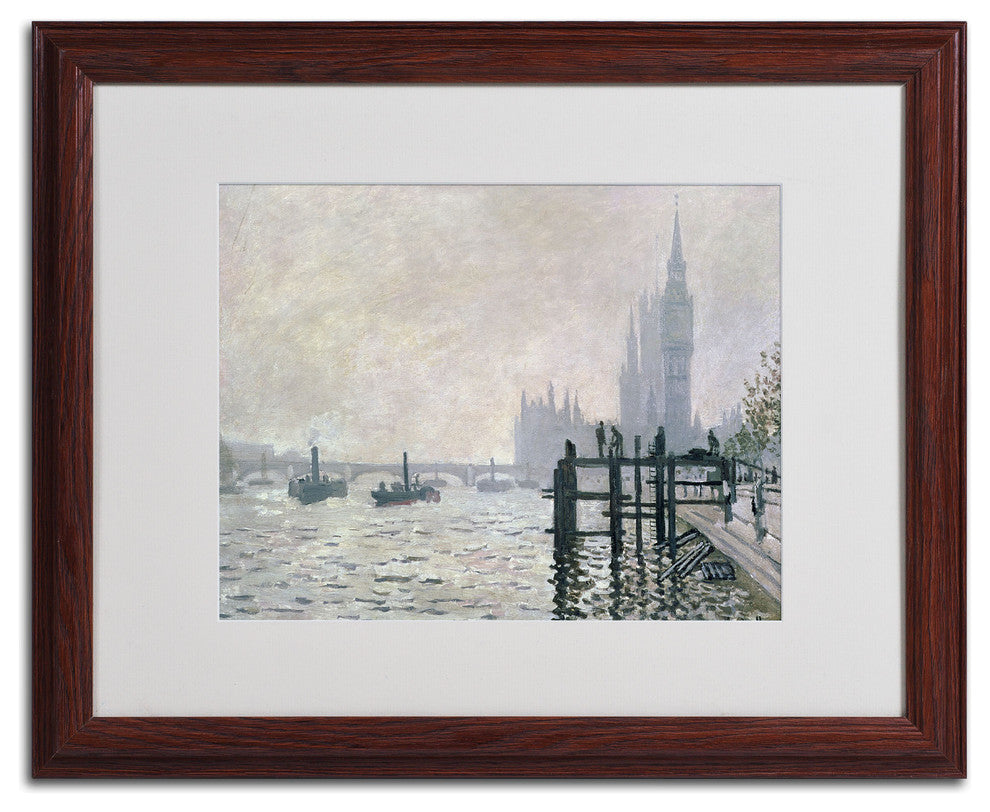 'The Thames Below Westminster' Matted Framed Canvas Art by Claude Monet
