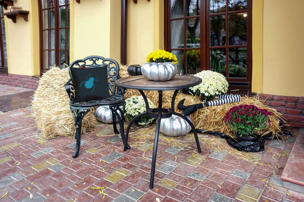 Halloween Spiders Indoor/Outdoor Throw Pillow, Unreal Teal, 20"x20"