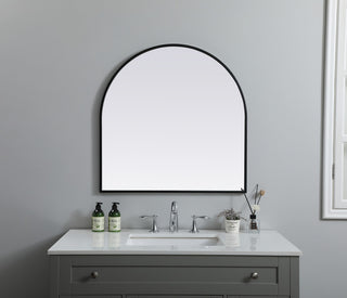 Metal Frame Arch Mirror 30X30 Inch, Black