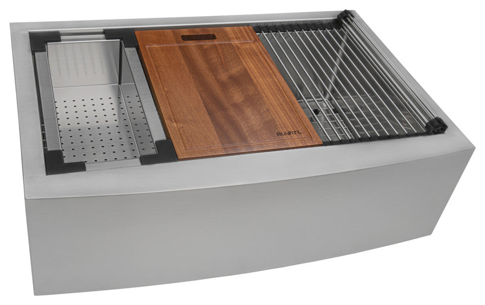 Ruvati RVH9201 Apron Front Stainless Steel 33" Kitchen Sink Double Bowl