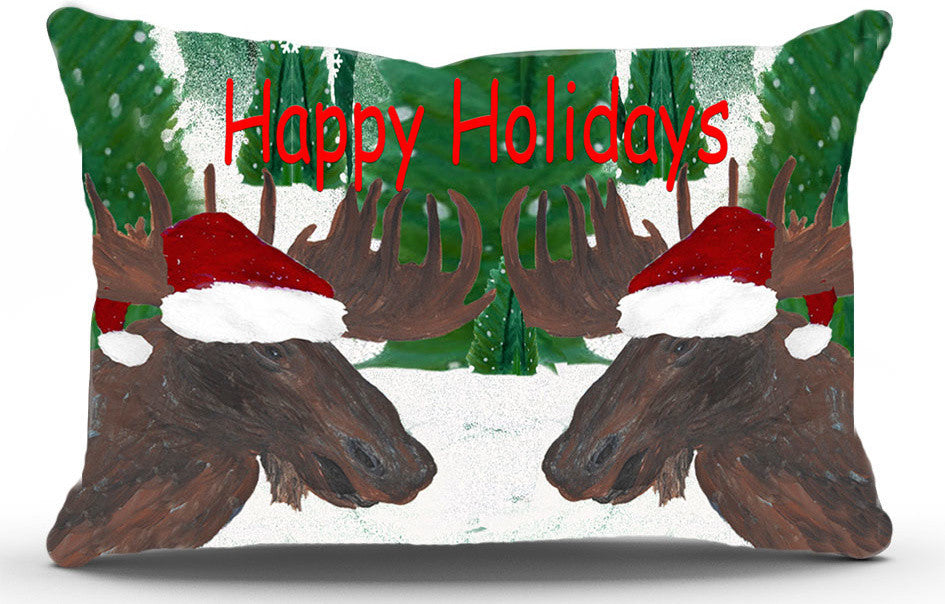Holiday Pillow Sham, 30"x20", Santa Moose