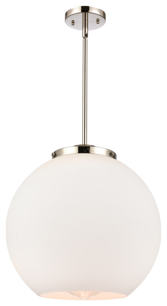 Athens Pendant, Polished Nickel, Matte White, Matte White