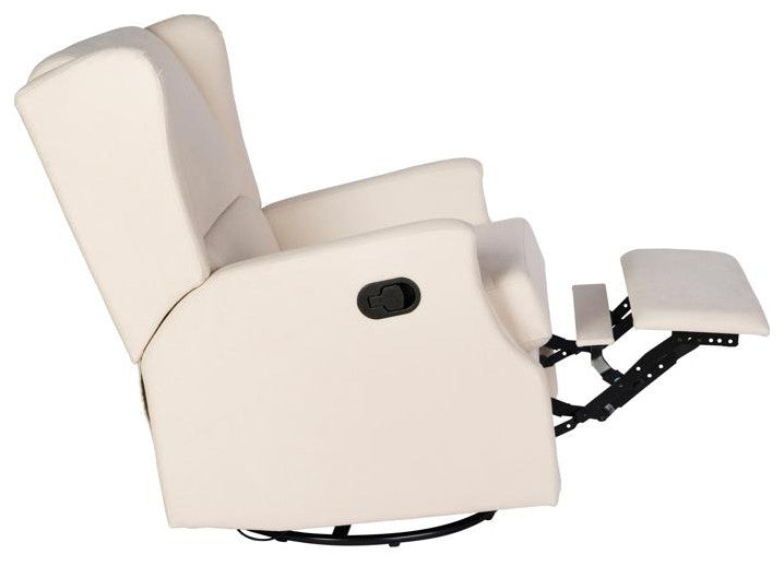 Omma Swivel Wingback Recliner Glider Rocker Recliner, Cream