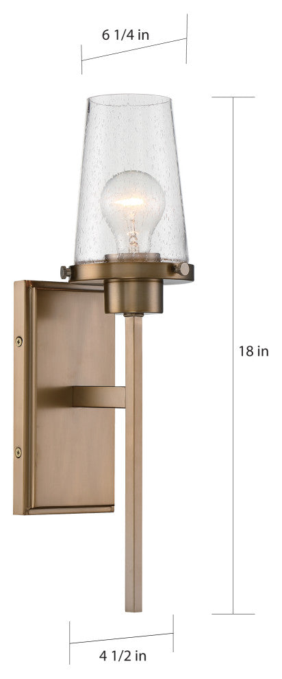 Rector- 1 Light Wall Sconce - with Clear Glass - Burnished Brass Finish