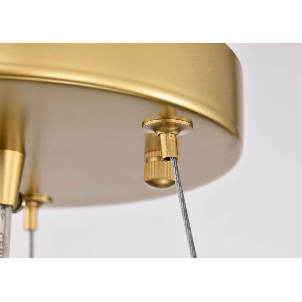 Casandra 5-light Modern Gold Drum Chandelier With Clear Glass Bars