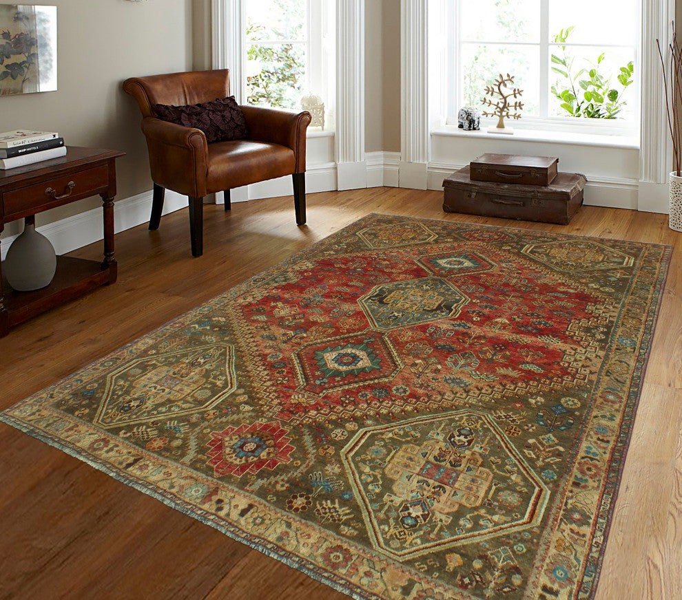 Semi-Antique Guven Red Rug