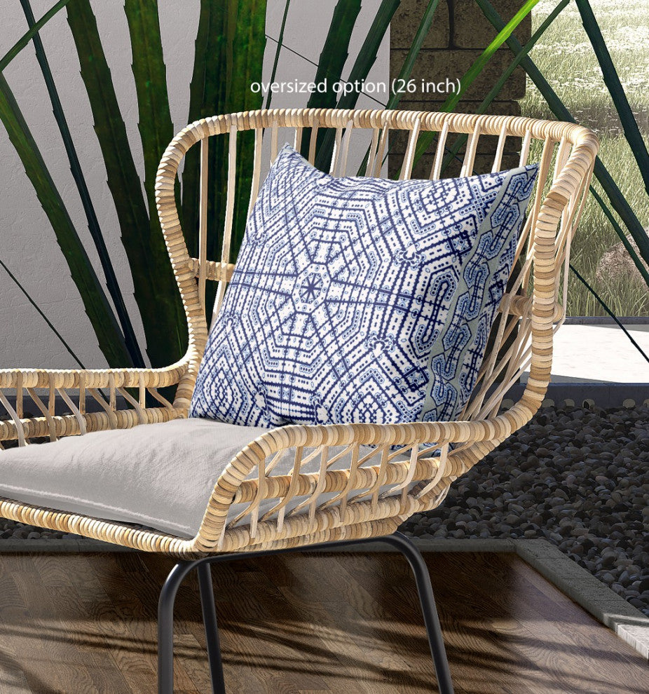 28 Navy White Geostar Indoor Outdoor Throw Pillow
