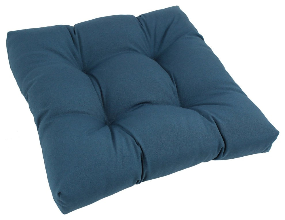 19" Squared Twill Tufted Dining Chair Cushion, Indigo
