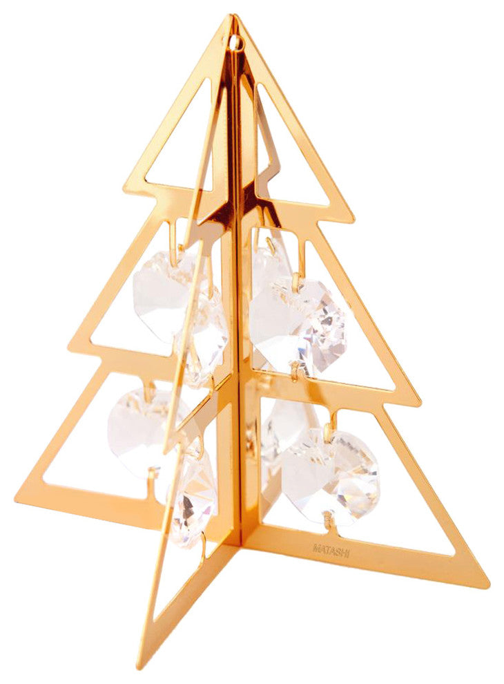 24K Gold Plated Crystal Studded Christmas Tree Ornament Hanging Ornament
