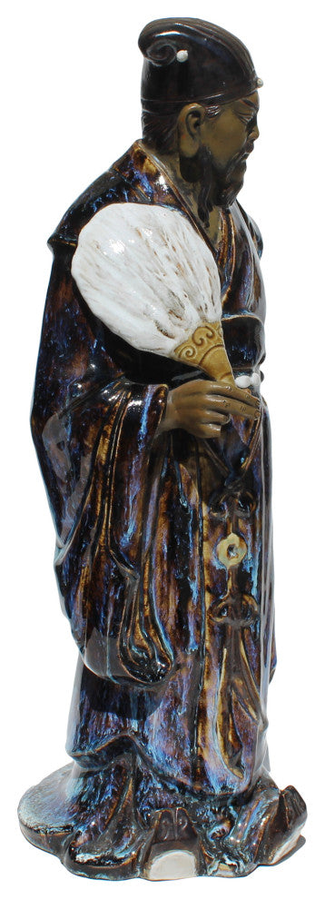 Chinese Ceramic Blue Glaze Historic Zhuge Liang Figure Hws387