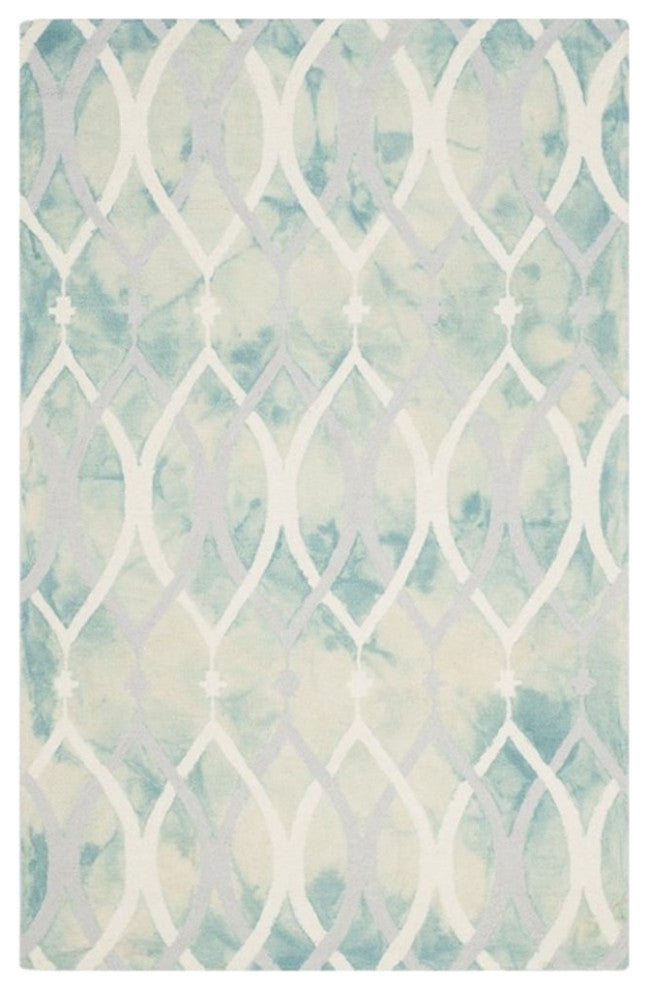 Safavieh Dip Dye 6' X 9' Hand Tufted Wool Rug in Green and Ivory Gray