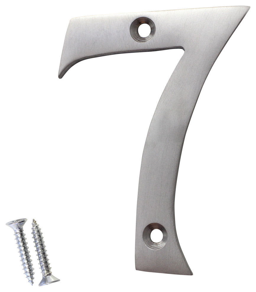 RCH Hardware Brass Modern House Number, 3-Inch, Various Finishes, Satin Chrome,