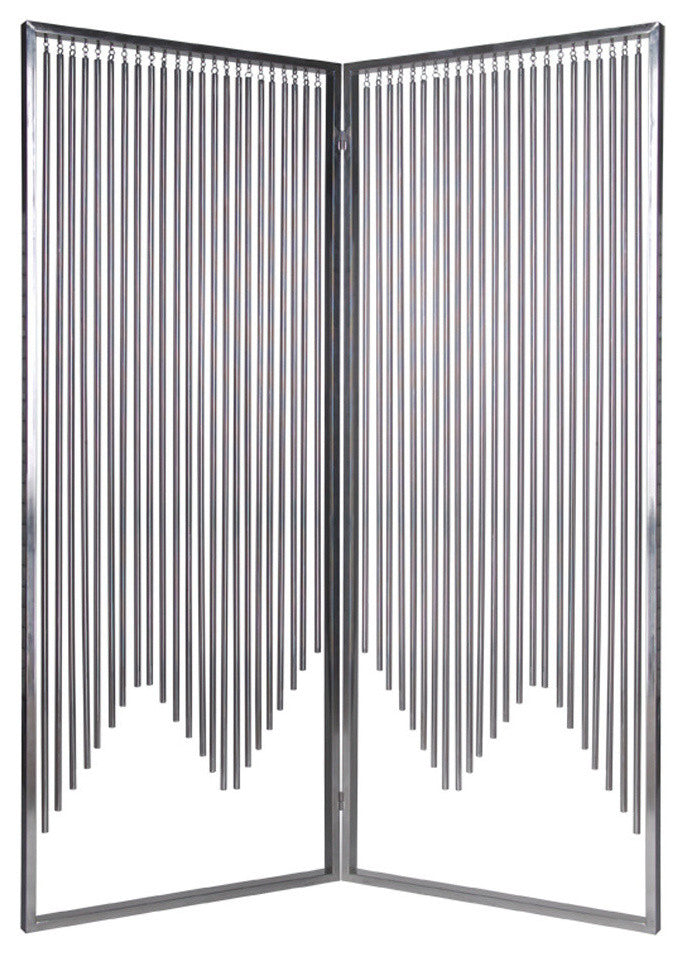 HomeRoots 1" x 55" x 71" Silver Metal Screen