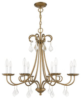 Daphne 8-Light Antique Gold Leaf Large Chandelier, Clear Crystals