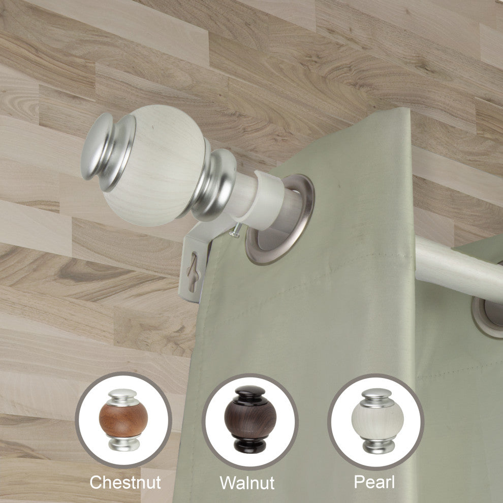 Alysia 1" Diameter Curtain Rod, Pearl White, 120-170"