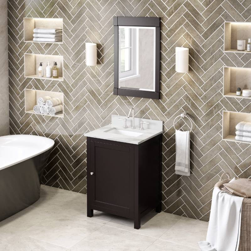 Astoria Transitional 24" Espresso Single Undermount Sink Vanity With Quartz Top