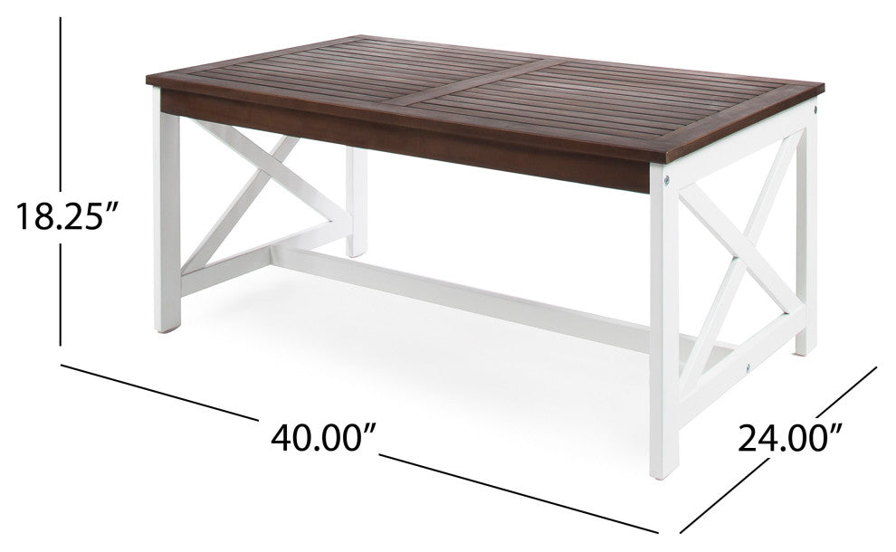 GDF Studio Newman Indoor Farmhouse Finished Acacia Wood Coffee Table, Dark Brown