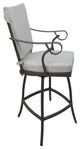 Outdoor Patio Swivel Bar Stool Jamey with Arms, White Linen - Gray, 26"