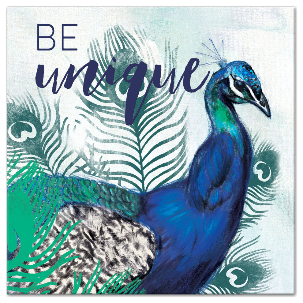 Sketchy Peacock 12x12 Canvas Wall Art
