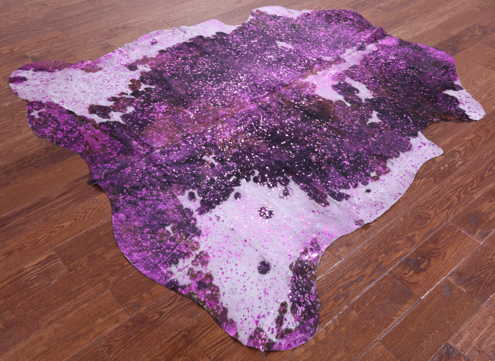Pink Metallic Cowhide Rug 6' 4" X 6' 5" C2101