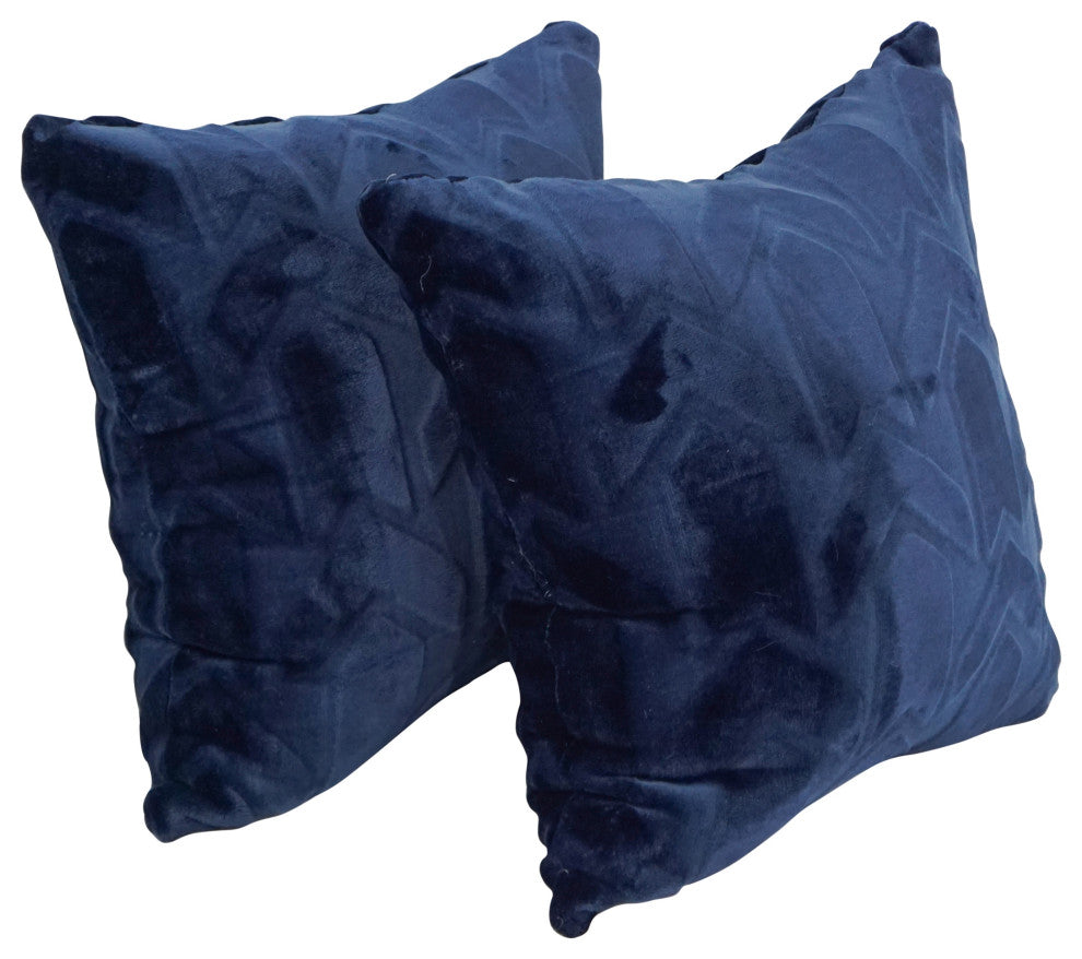 17" Jacquard Throw Pillows With Inserts, Set of 2, Agora Atlantis