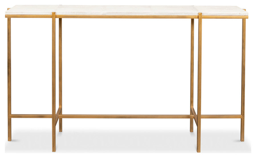 Shagreen Console Table Osprey White Leather
