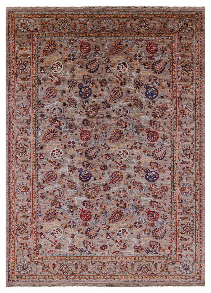 6' 10" X 9' 6" Persian Pomegranate Handmade Rug Q7559