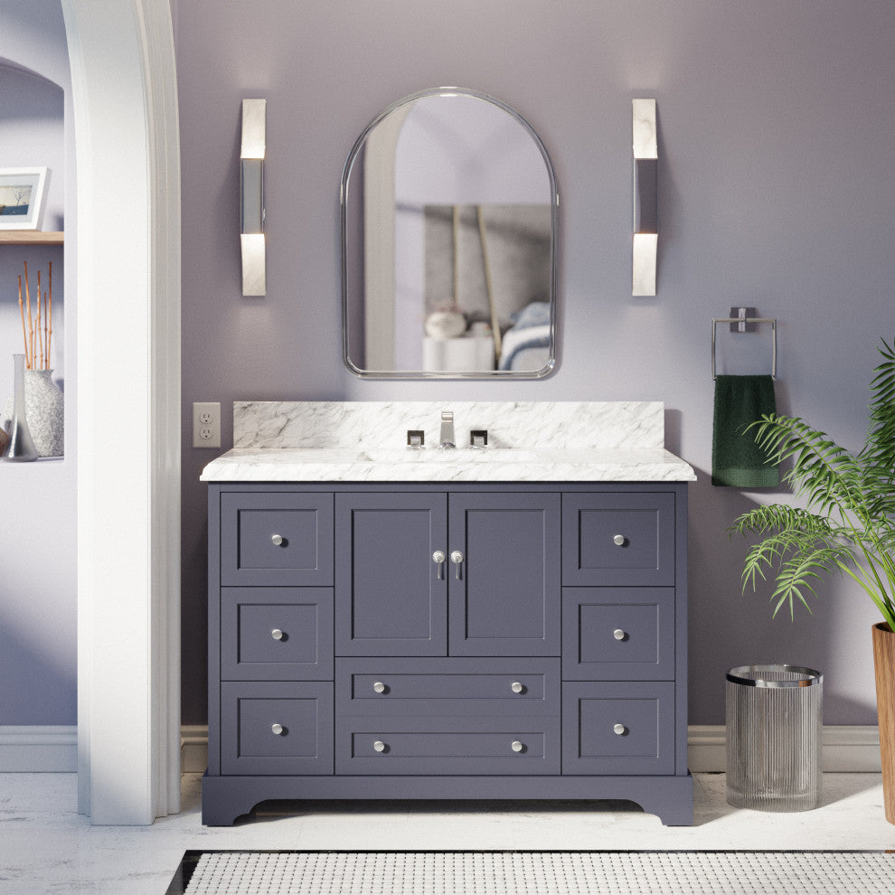 Madison 48" Bathroom Vanity, Marine Gray, Carrara Marble