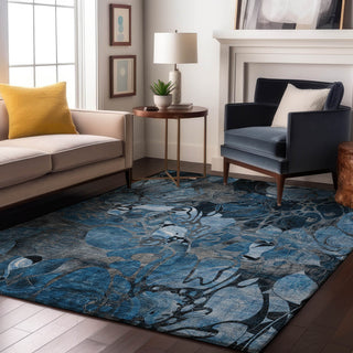 Premium Machine Washable Mayfield AMF558 Blue 2'6" x 3'10" Rug