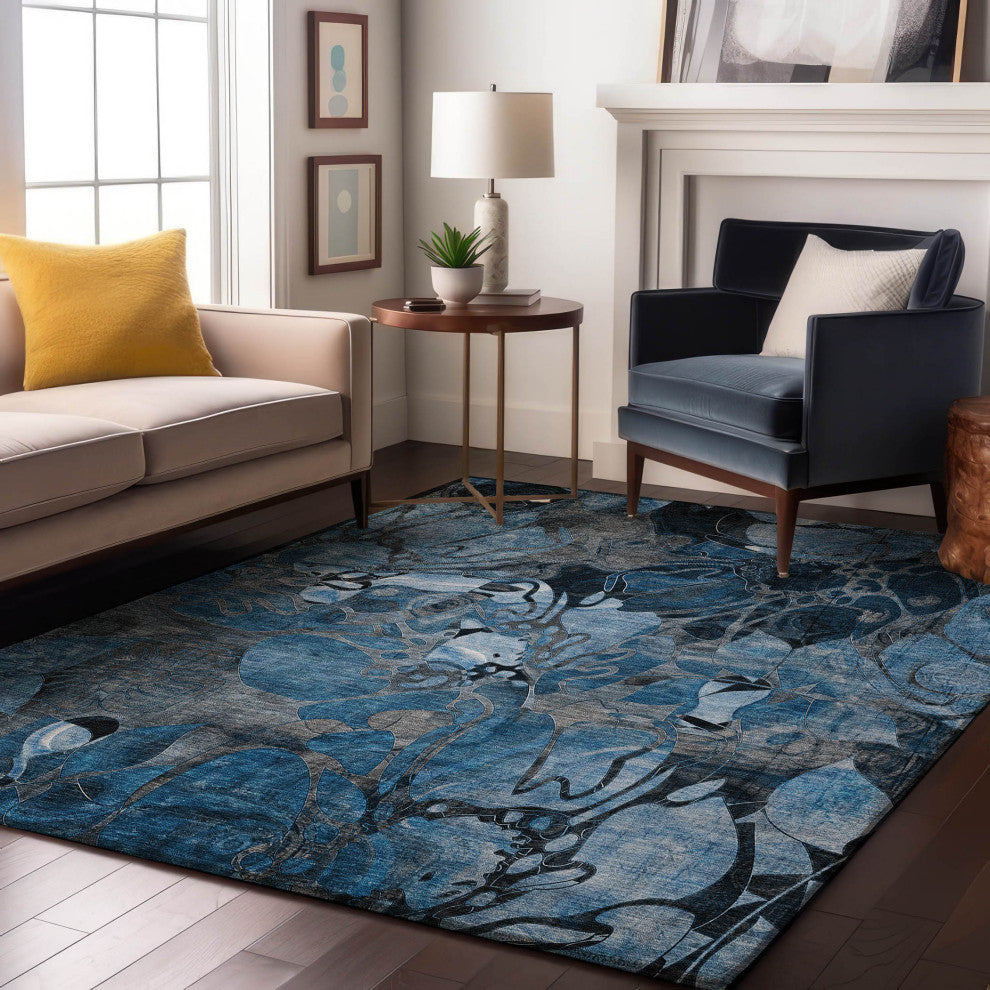Premium Machine Washable Mayfield AMF558 Blue 2'6" x 3'10" Rug