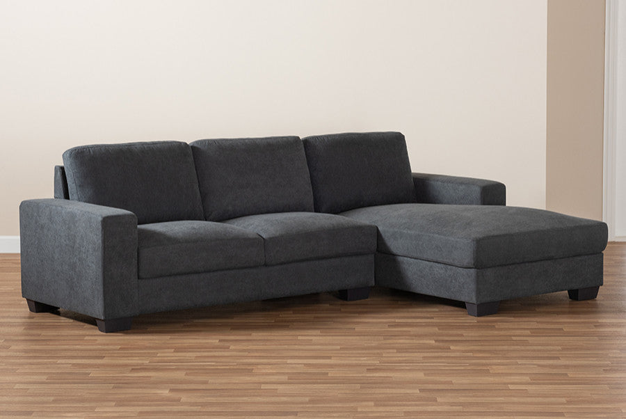Nevin Dark Gray Fabric Upholstered Sectional Sofa With Right Facing Chaise