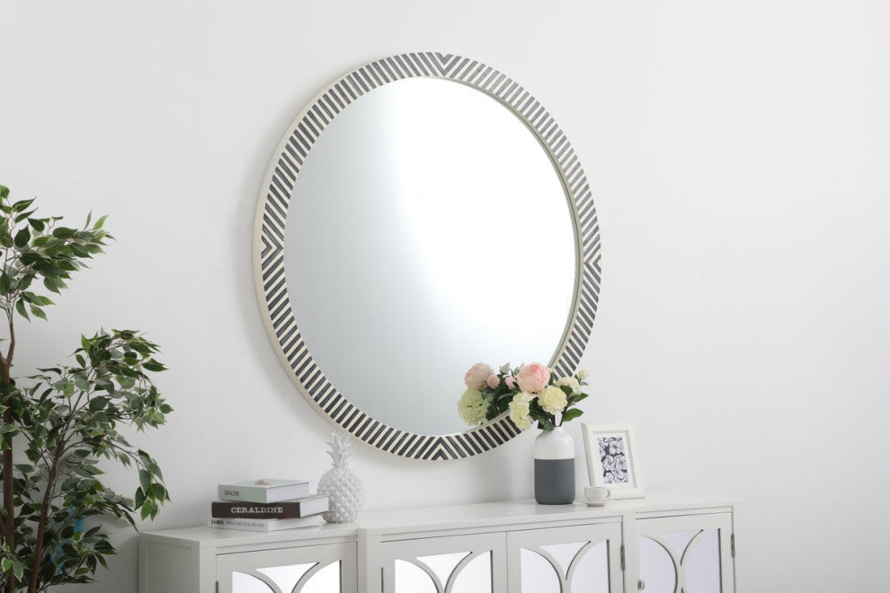 Otto Round Mirror, 48", Chevron