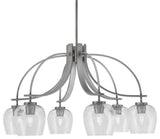 Cavella 6 Light, Downlight Chandelier, Graphite Finish, 6" Clear Bubble Glass