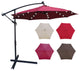 10' Steel Patio Umbrella Outdoor Market With Crank and LED Lights, Dark Red