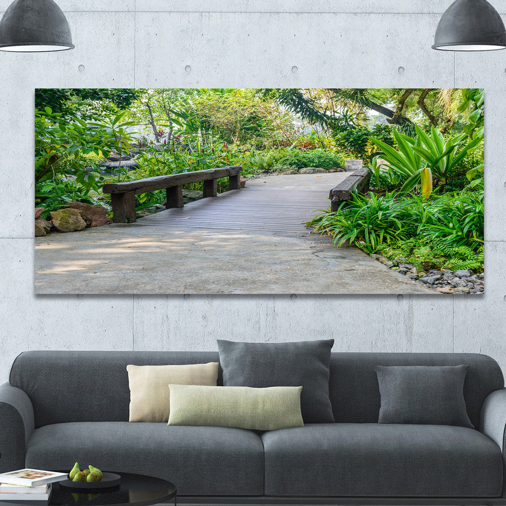 Stone Pathway into Garden, Landscape Canvas Art Print, 60"x28"