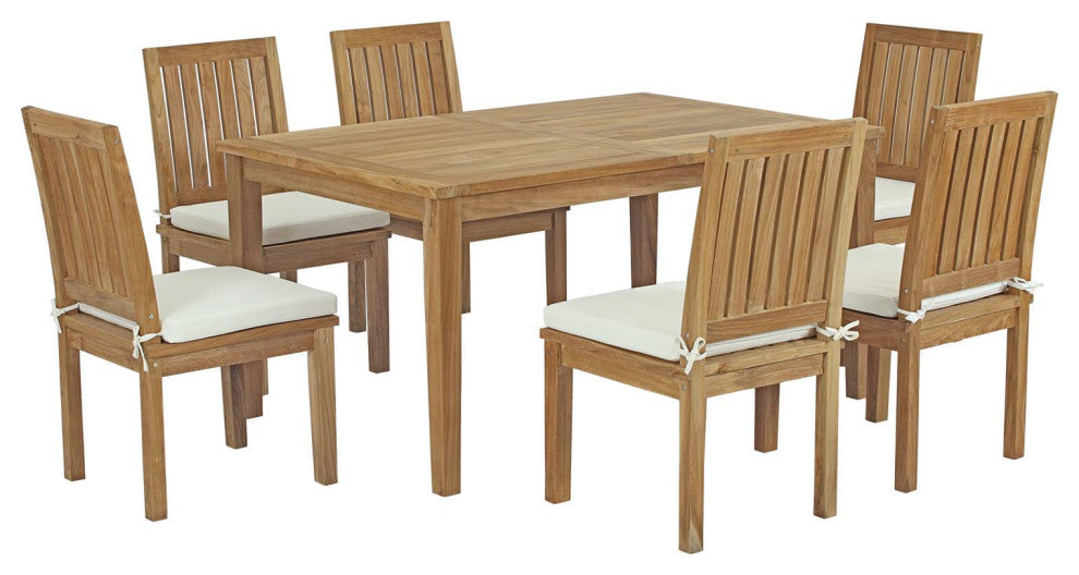 Marina 7 Piece Outdoor Patio Teak Outdoor Dining Set