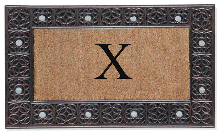 A1HC First Impression Rubber and Coir Decorative Tray Doormat 18"x30", X