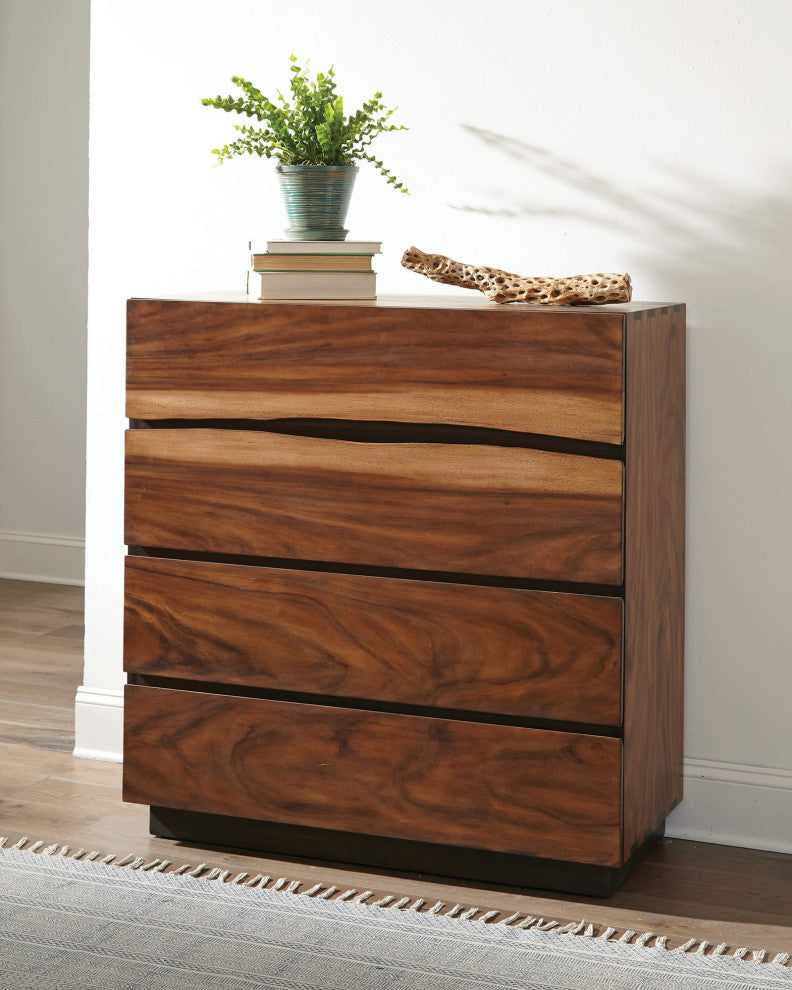 4 Drawers Chest, Smokey Walnut And Coffee Bean