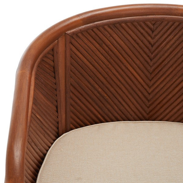 Safavieh Barnette Rattan Pole Accent Chair Amber / Beige