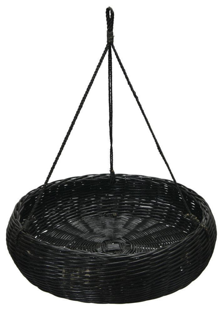 Hand-Woven Hanging Rattan Basket With Jute Rope Hanger