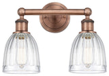 Brookfield 2-Light 15" Bath Vanity Light, Antique Copper Finish, Clear Shade
