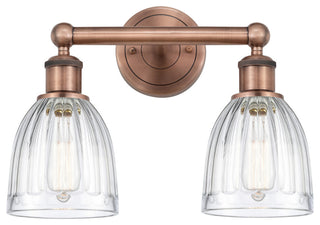 Brookfield 2-Light 15" Bath Vanity Light, Antique Copper Finish, Clear Shade