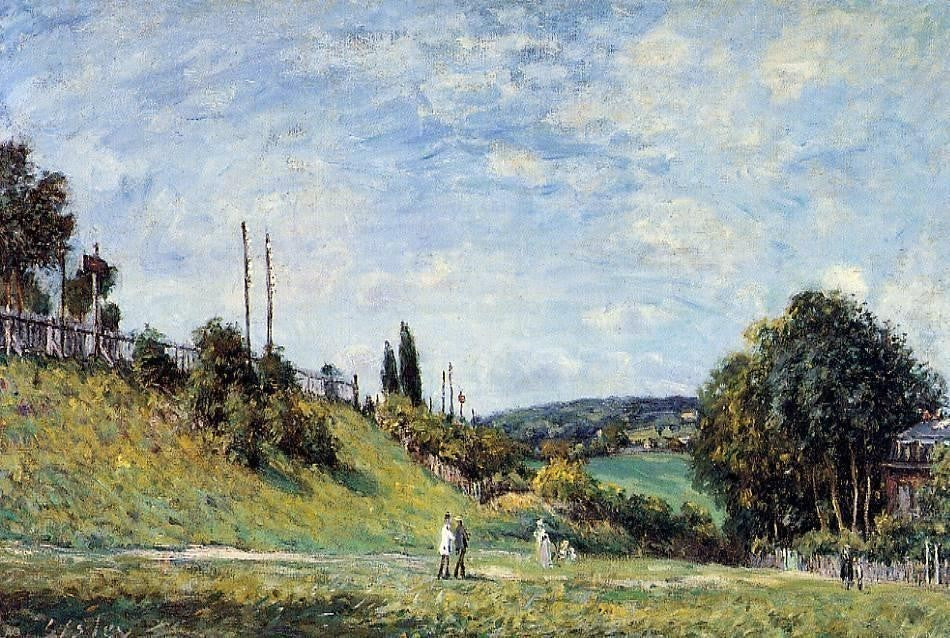 Alfred Sisley Railroad Embankment at Sevres, 18"x27" Wall Decal