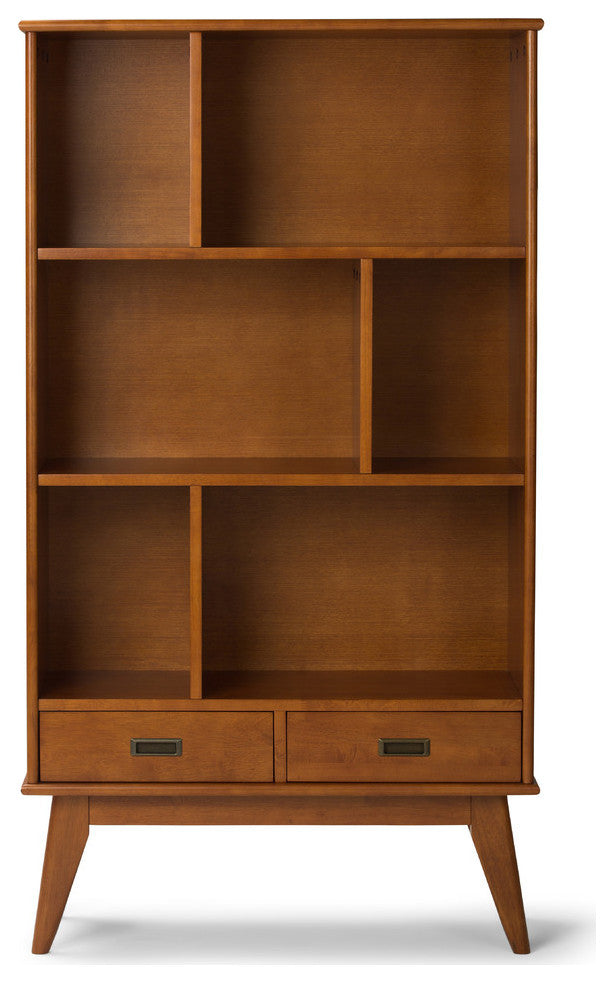 Draper Solid Hardwood Mid Century Wide Bookcase and Storage Unit Ging