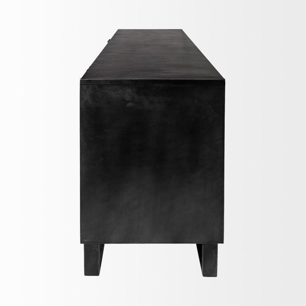 Alvin Medium Brown Solid Wood w/ Black Metal Frame Sideboard