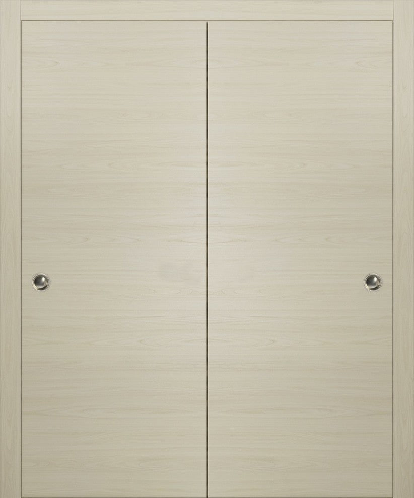 Sliding Closet Bypass Doors 64 x 80 & Hardware | Planum 0010 Milk Ash