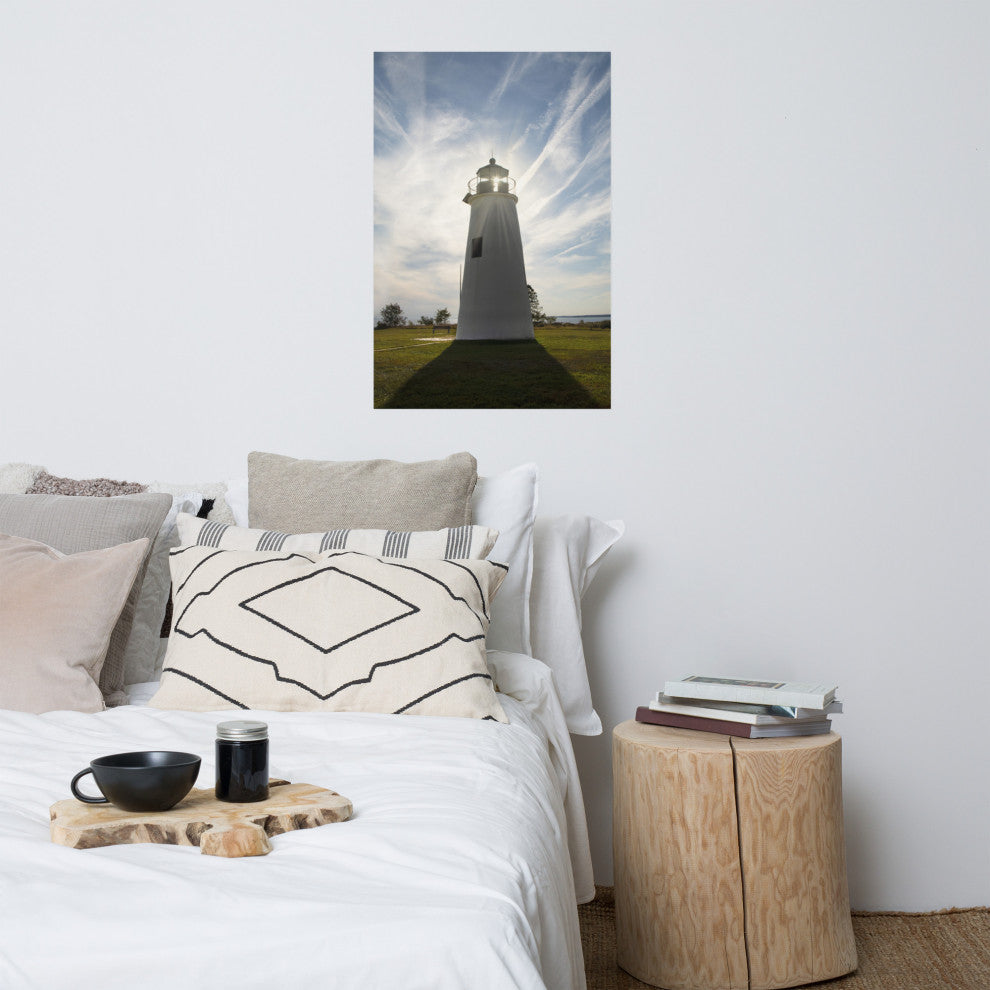Turkey Point Lighthouse with Sun Flare Unframed Wall Art Prints, 24" X 36"