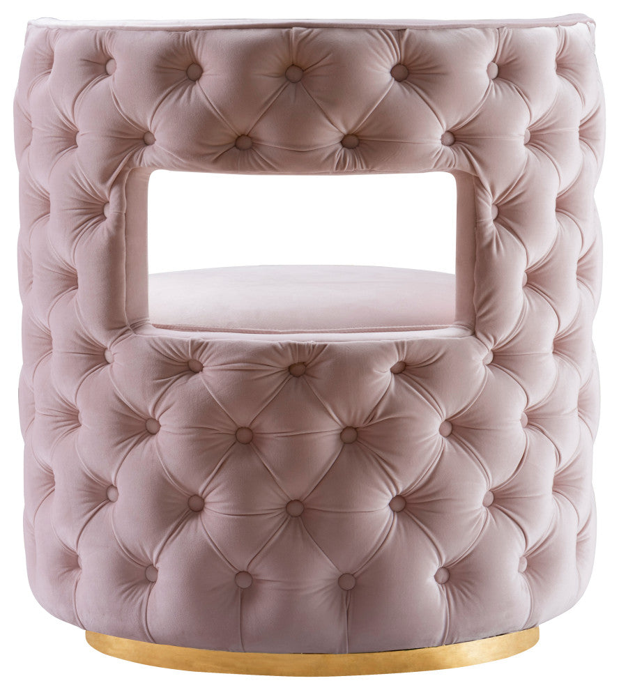 Theo Velvet Upholstered Accent Chair, Pink